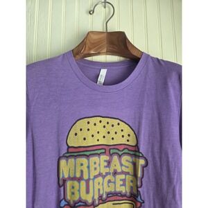 MrBeast Burger Purple Graphic T-Shirt Mens Medium Bella Canvas Heather Tee